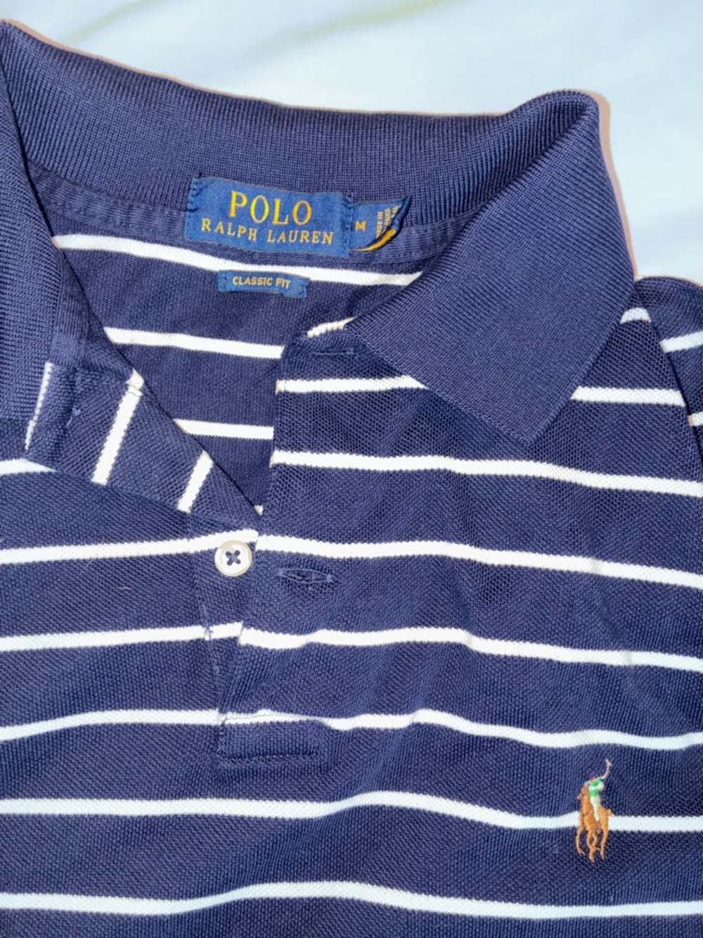 Polo Ralph Lauren Navy & White Striped Golf Polo - Picture 3 of 5